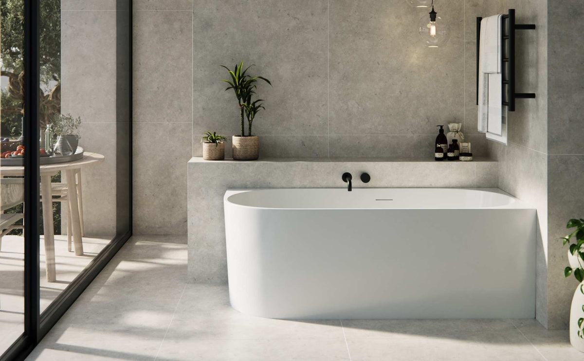 LUGO Freestanding Corner Bath LHS Gloss White 1650mm