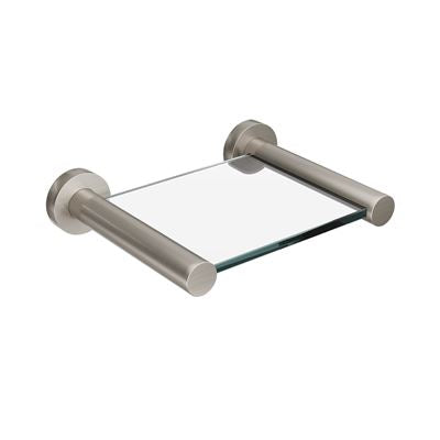 SPIN Glass Shelf Brushed Nickel 150mm