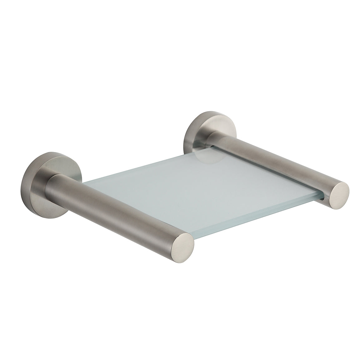 SPIN Glass Shelf Brushed Nickel 150mm