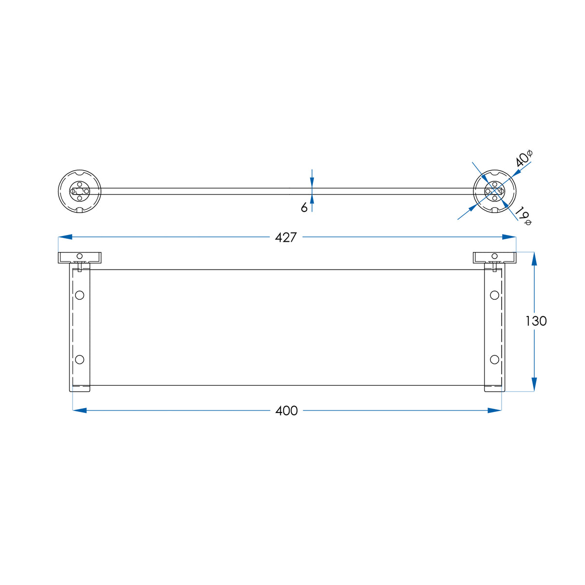 SPIN Glass Shelf Brushed Nickel 400mm