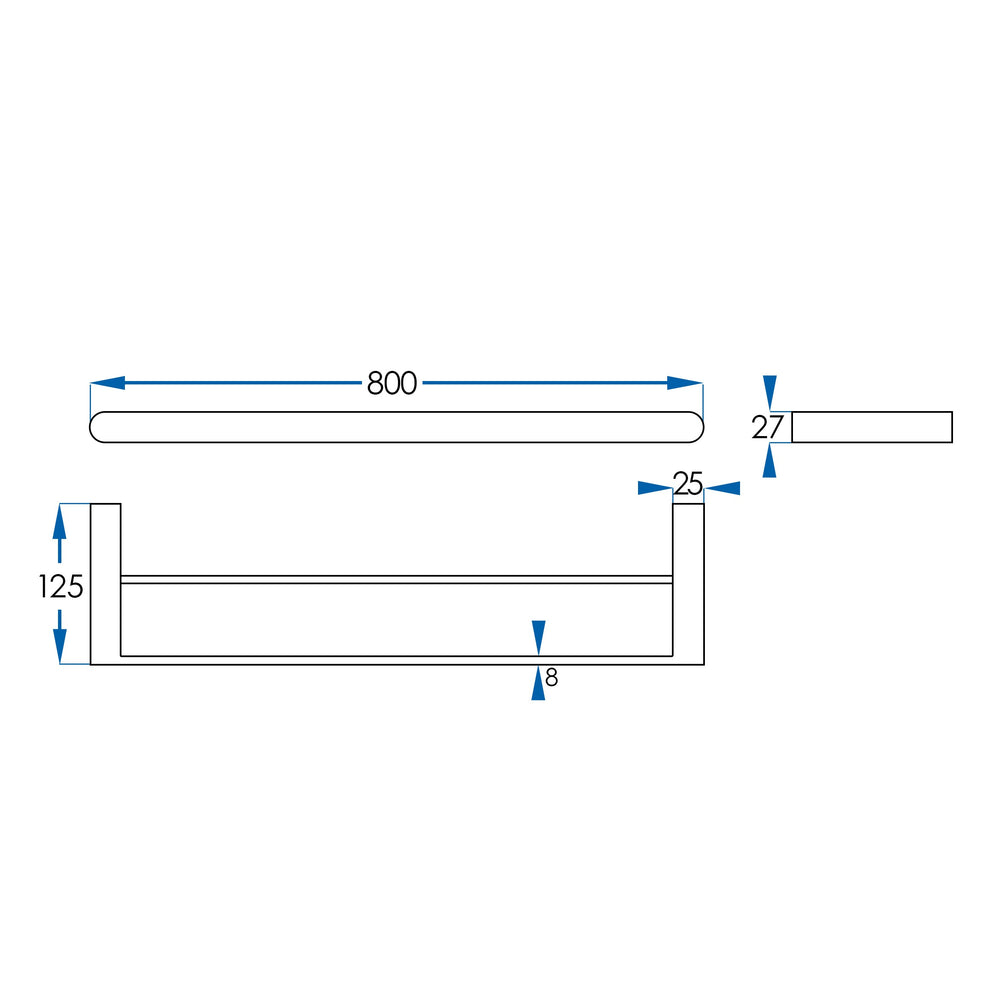 EDEN Double Towel Rail Brushed Nickel 800mm