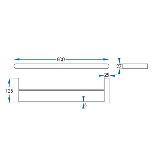 EDEN Double Towel Rail Brushed Nickel 800mm