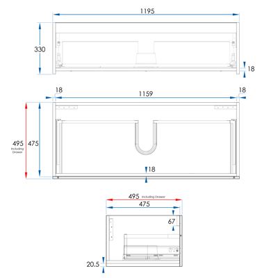 BOSTON Wall Hung Vanity 1200mm Matte White