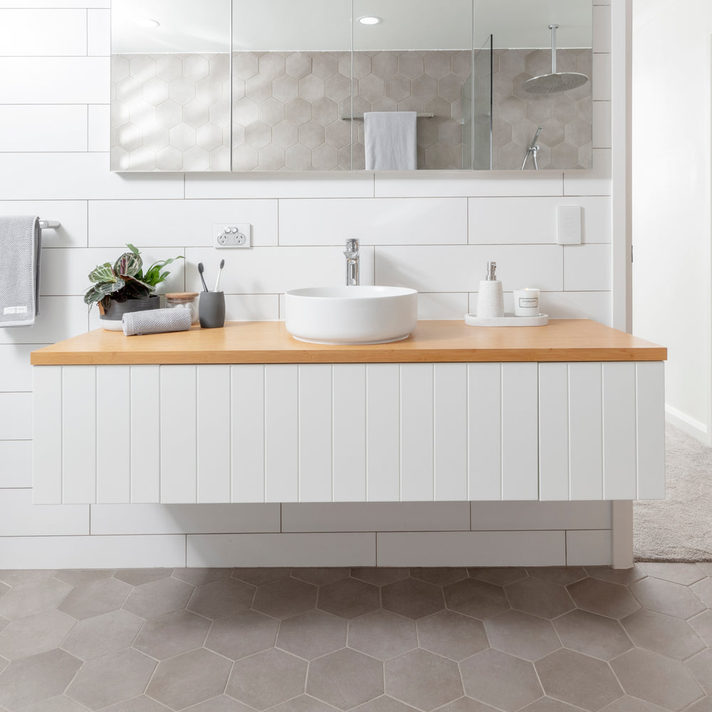 VENICE Wall Hung Vanity 300mm Matte White, side view