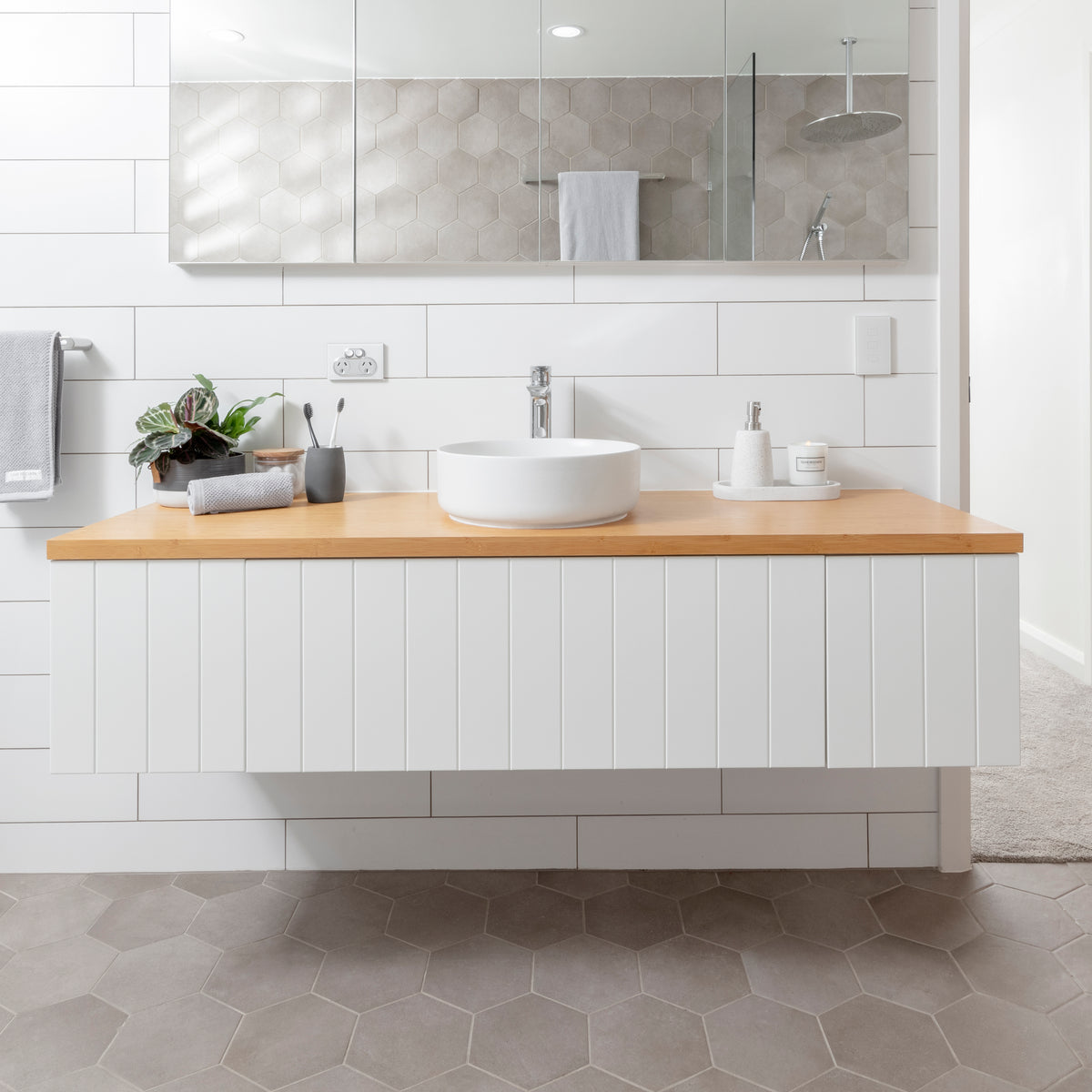 VENICE Wall Hung Vanity 300mm Matte White, side view