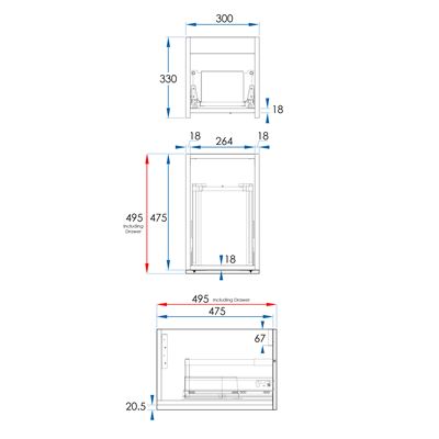VENICE Wall Hung Vanity 300mm Matte White, front view