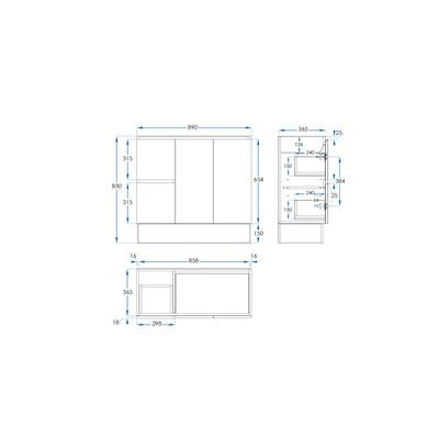 AMALFI Floor Mount Vanity 900mm Gloss White