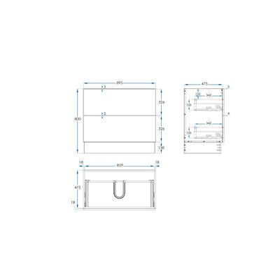 COMO Floor Mount Vanity 900mm Timber Laminate, side view