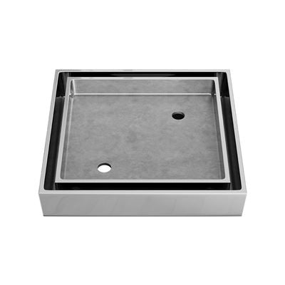 LIDO Square Tile Grate 125mm with DN80 Outlet Chrome