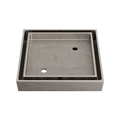 LIDO Square Tile Grate 125mm with DN80 Outlet  Brushed Nickel