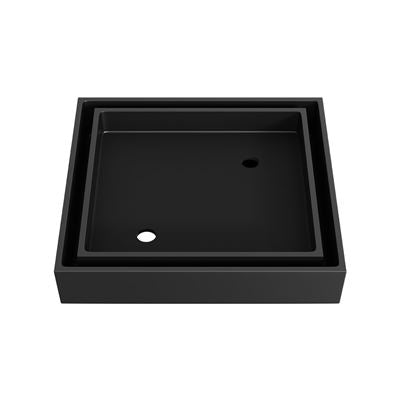 LIDO Square Tile Grate 125mm with DN80 Outlet Matte Black