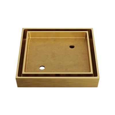 LIDO Square Tile Grate 125mm with DN80 Outlet Brushed Brass