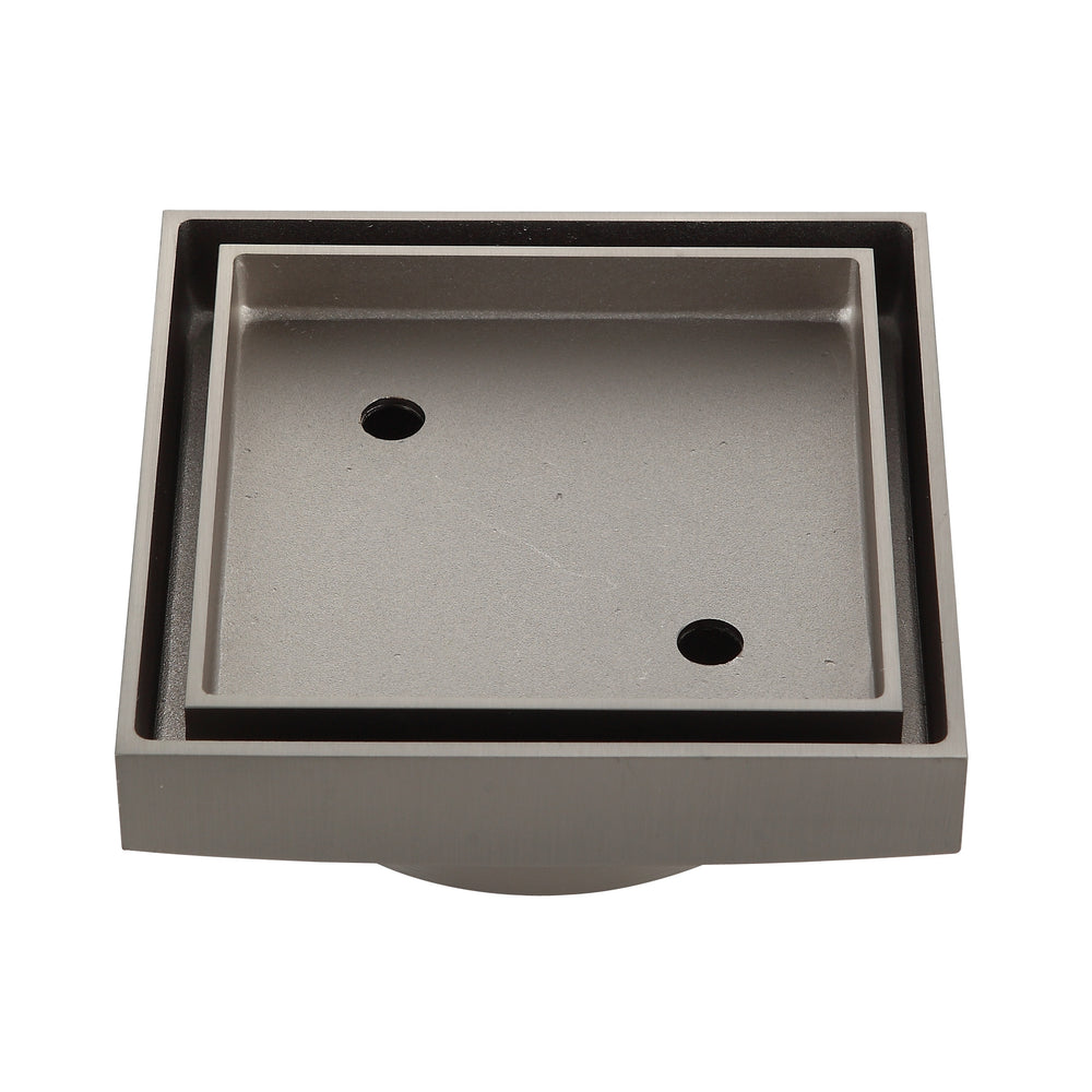 LIDO Square Tile Grate 125mm with DN100 Outlet Brushed Nickel