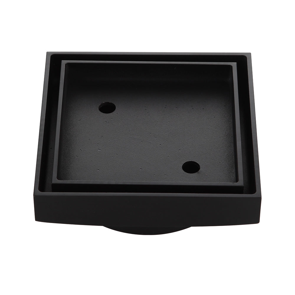LIDO Square Tile Grate 125mm with DN100 Outlet Matte Black