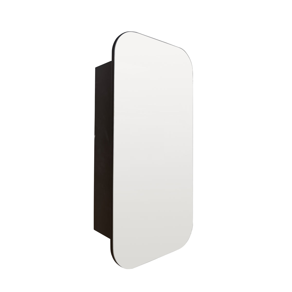OASIS Rectangle Pencil Edge Mirror Cabinet Matte Black 450x900mm, front view