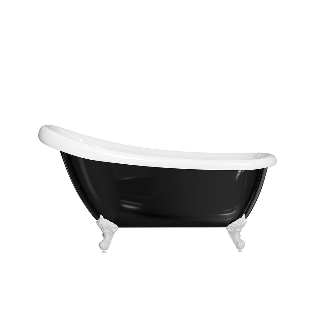 LAWSON Clawfoot Bath Kit Black 1570mm /w White Feet