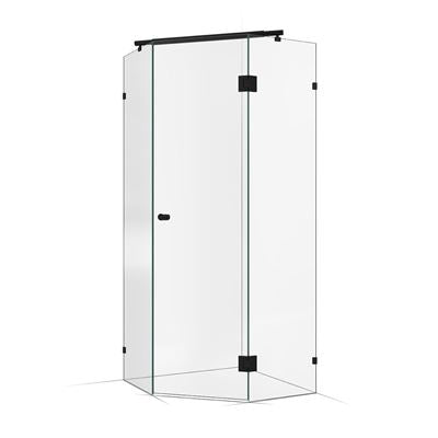 Frameless Shower Screen 900x900mm Matte Black