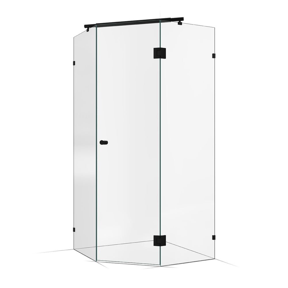 Frameless Shower Screen 1000X1000mm  Matte Black