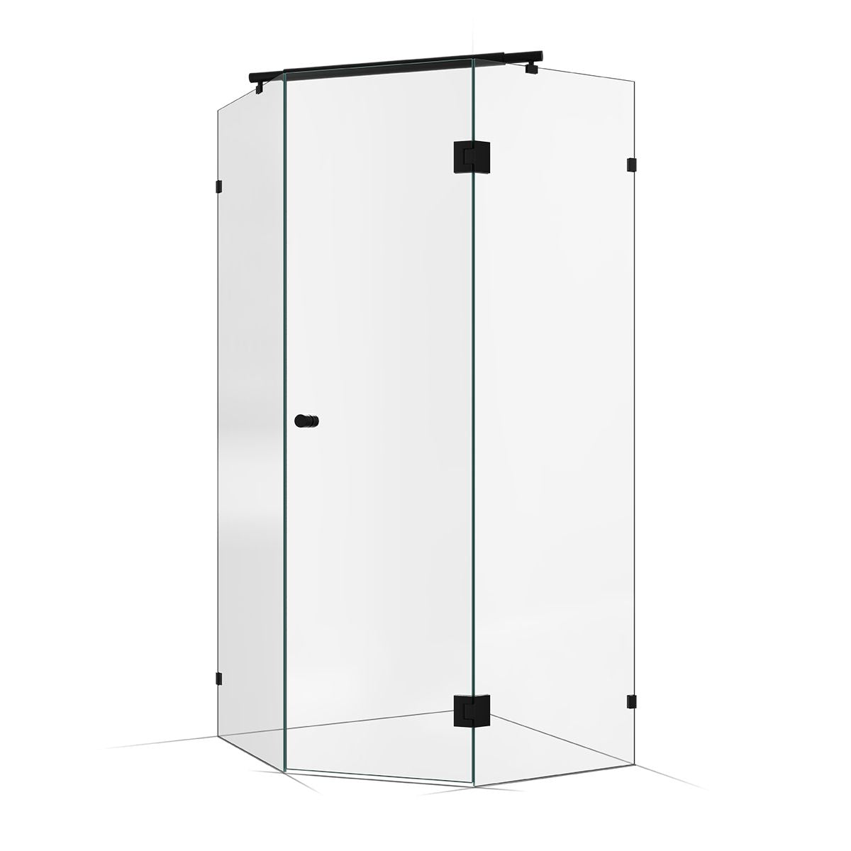Frameless Shower Screen 1000X1000mm  Matte Black
