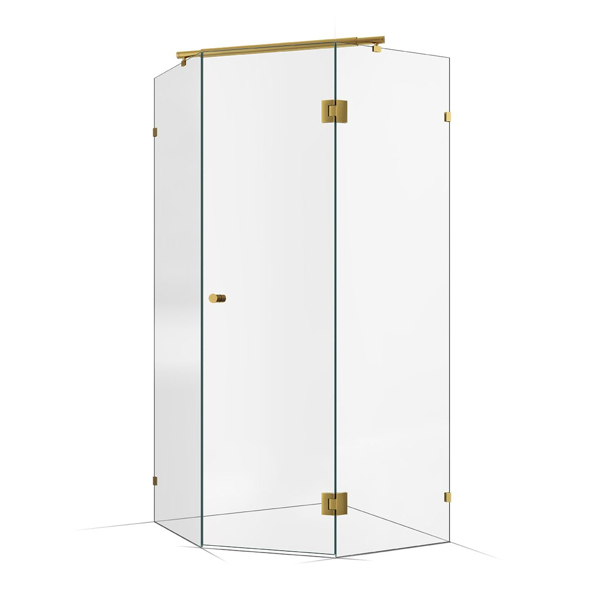 Frameless Shower Screen 1000X1000mm Brushed Brass