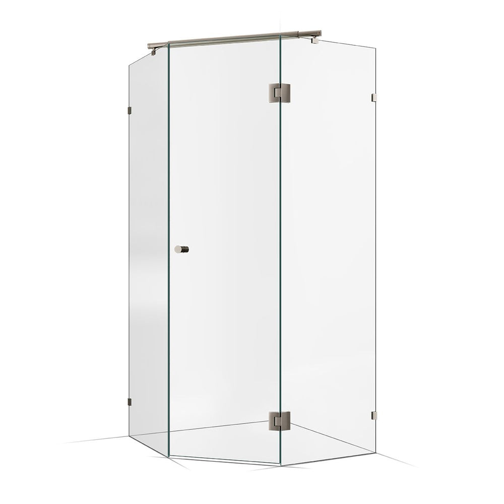 Frameless Shower Screen 1000X1000mm Brushed Nickel