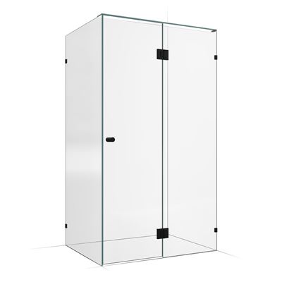 Frameless Shower Screen 1200x900mm - 600mm Hinge Panel Matte Black