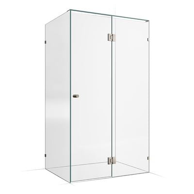Frameless Shower Screen 1200x900mm - 600mm Hinge Panel Brushed Nickel