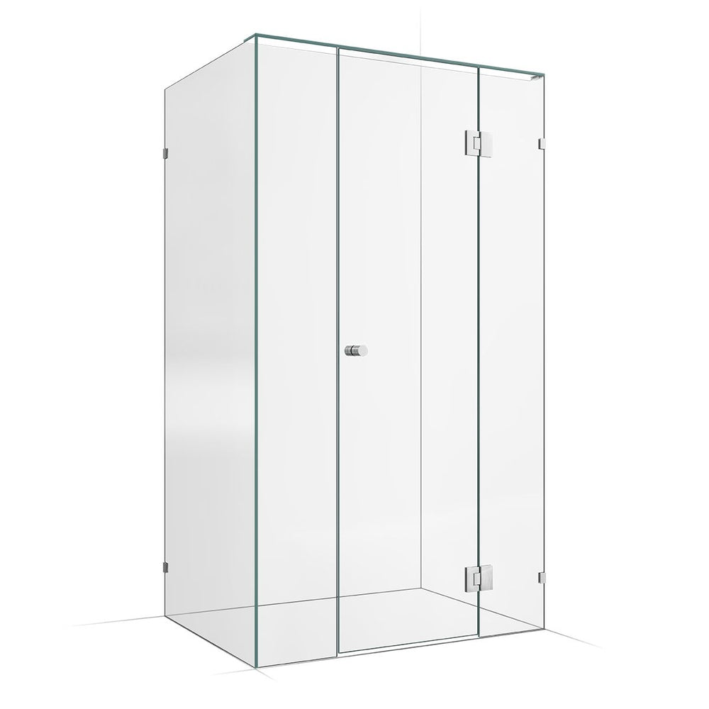 Frameless Shower Screen 1200x900mm - 300mm Hinge Panel Chrome