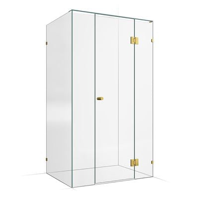 Frameless Shower Screen 1200x900mm - 300mm Hinge Panel Brushed Brass