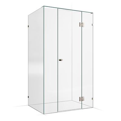 Frameless Shower Screen 1200x900mm - 300mm Hinge Panel Brushed Nickel
