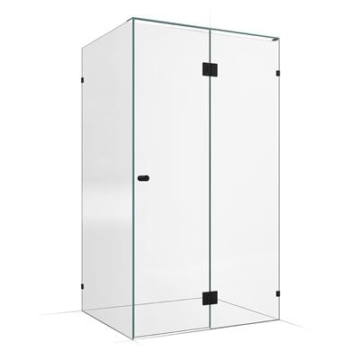 Frameless Shower Screen 1200x1000mm - 600mm Hinge Panel Matte Black