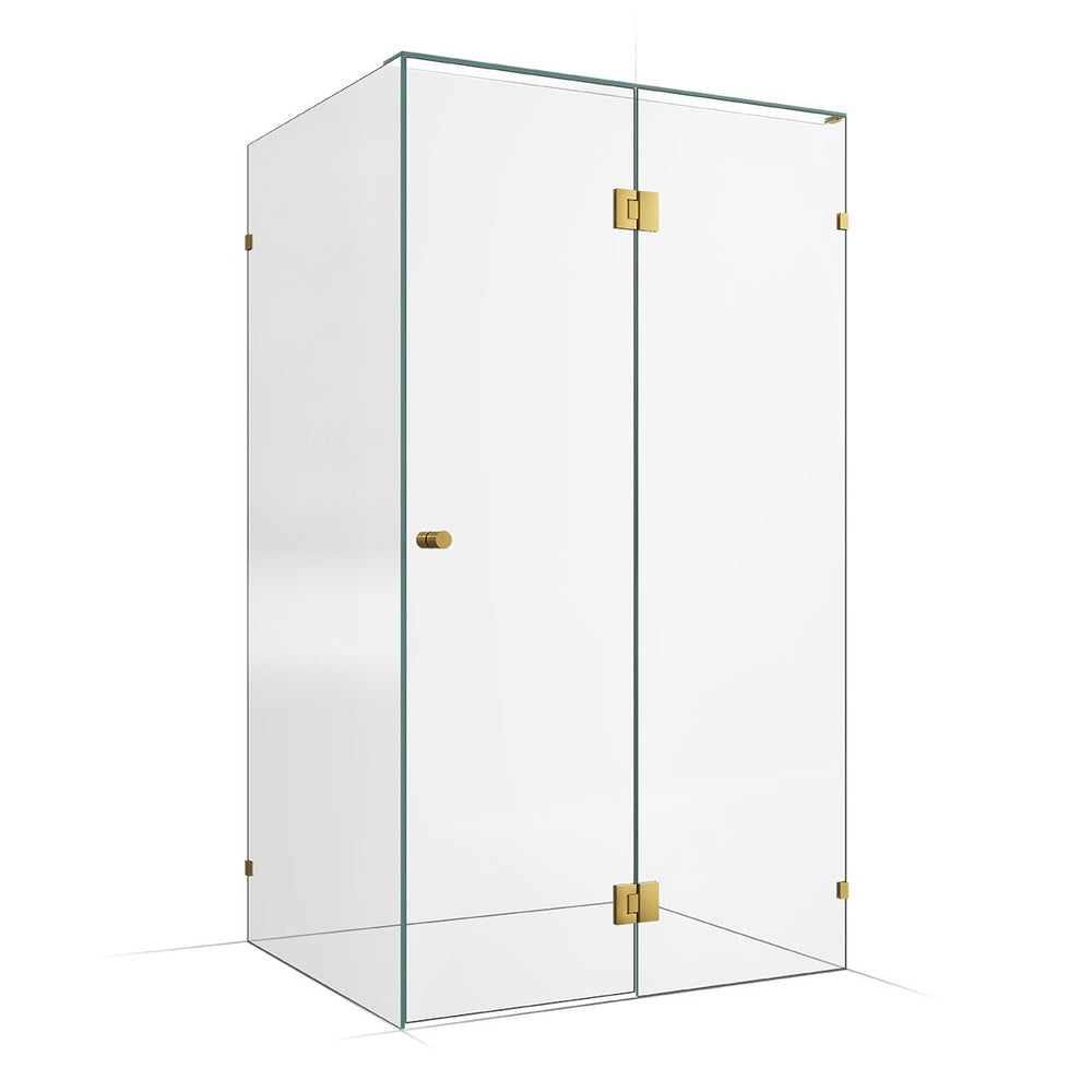 Frameless Shower Screen 1200x1000mm - 600mm Hinge Panel Brushed Brass