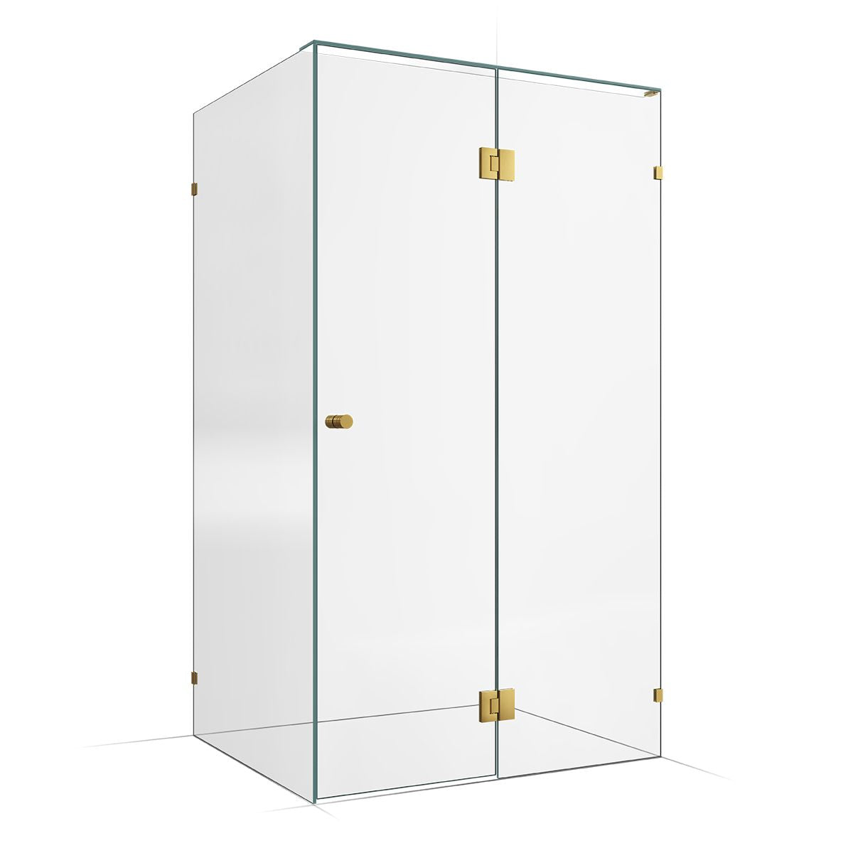 Frameless Shower Screen 1200x1000mm - 600mm Hinge Panel Brushed Brass