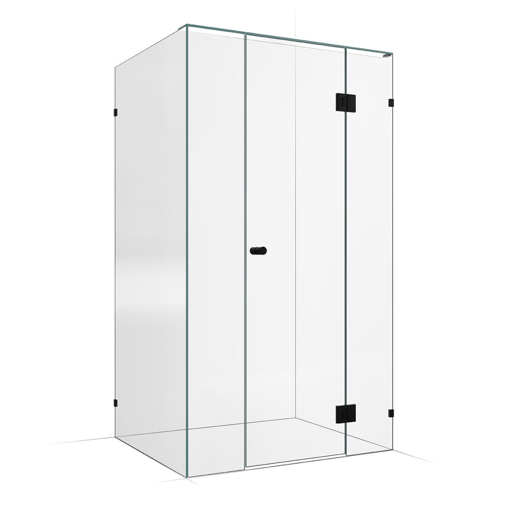 Frameless Shower Screen 1200x1000mm - 300mm Hinge Panel Matte Black