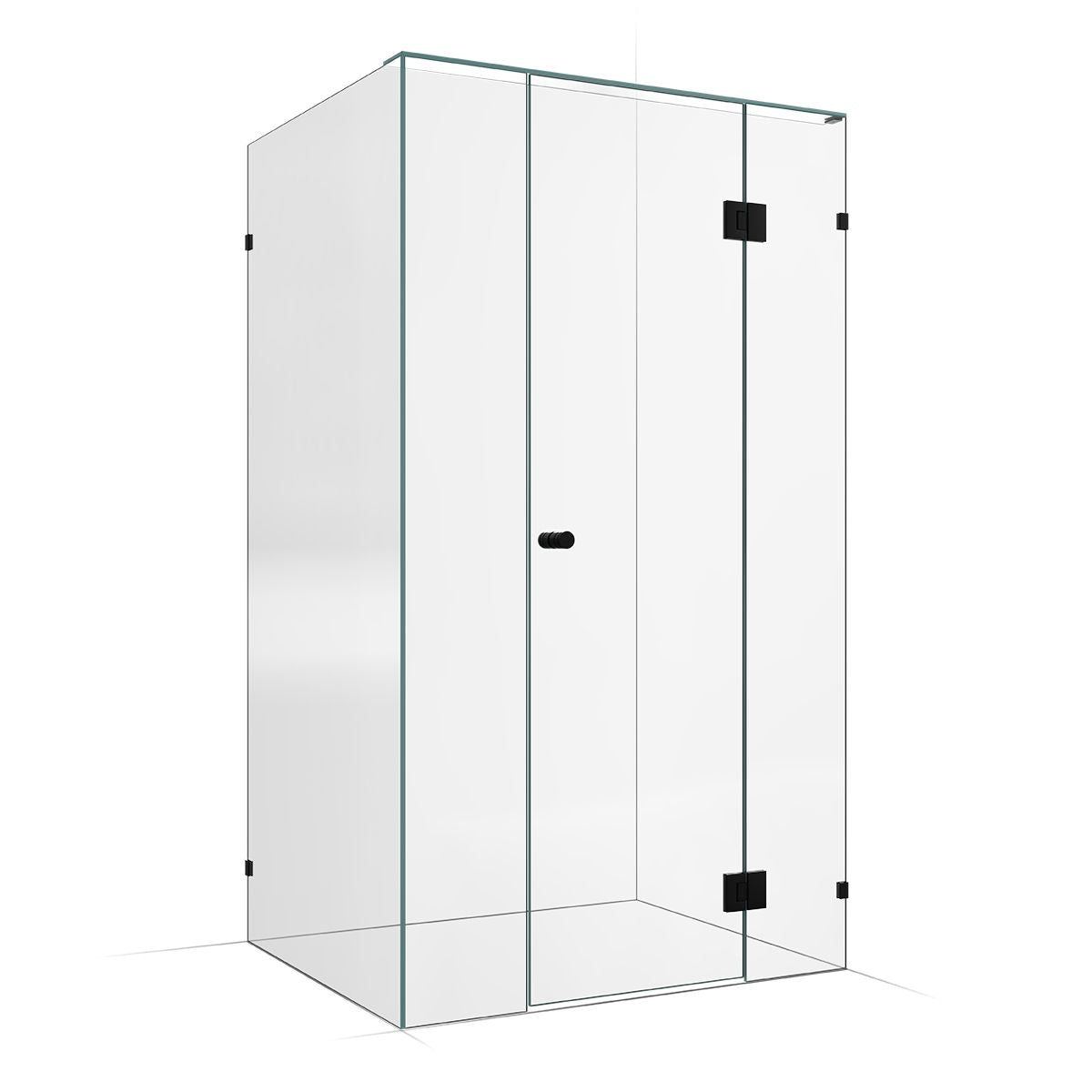 Frameless Shower Screen 1200x1000mm - 300mm Hinge Panel Matte Black