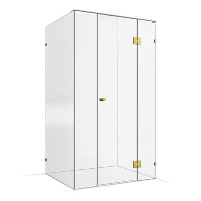 Frameless Shower Screen 1200x1000mm - 300mm Hinge Panel Brushed Brass