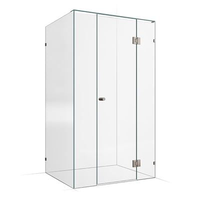Frameless Shower Screen 1200x1000mm - 300mm Hinge Panel Brushed Nickel