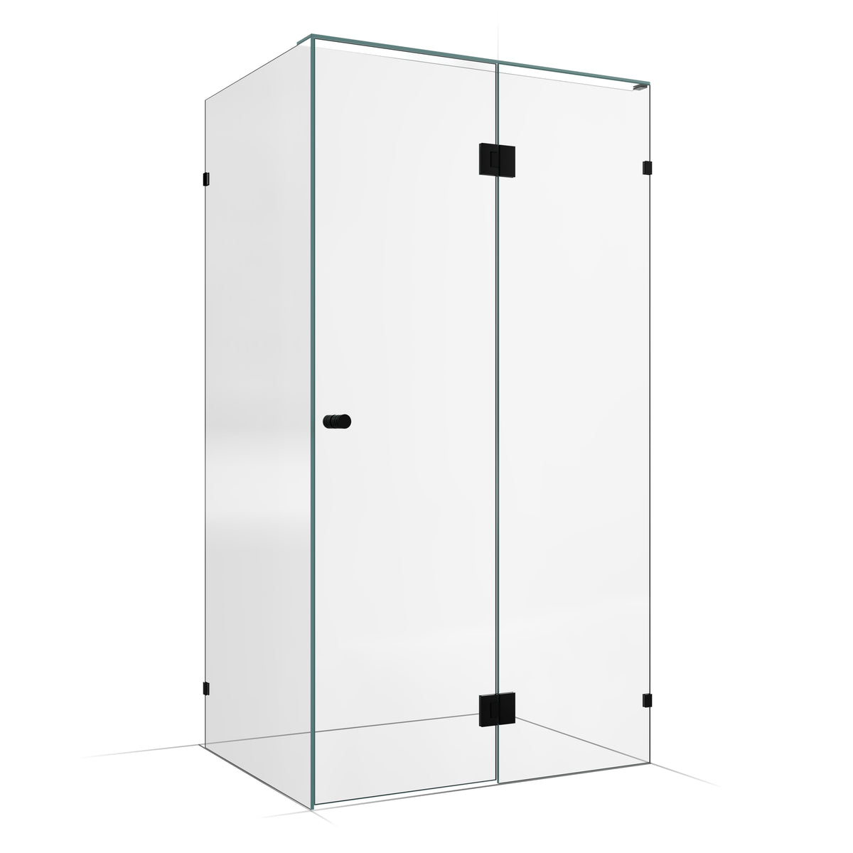Frameless Shower Screen 1150X850X2000mm - 550mm Hinge Panel Matte Black