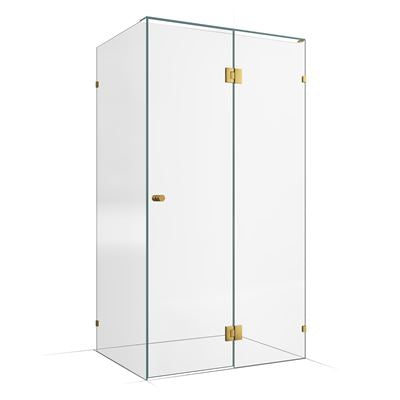 Frameless Shower Screen 1150X850X2000mm - 550mm Hinge Panel Brushed Brass