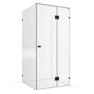 Frameless Shower Screen 1000x1000mm - 400mm Hinge Panel Matte Black