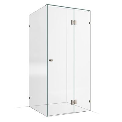Frameless Shower Screen 1000x1000mm - 400mm Hinge Panel Brushed Nickel