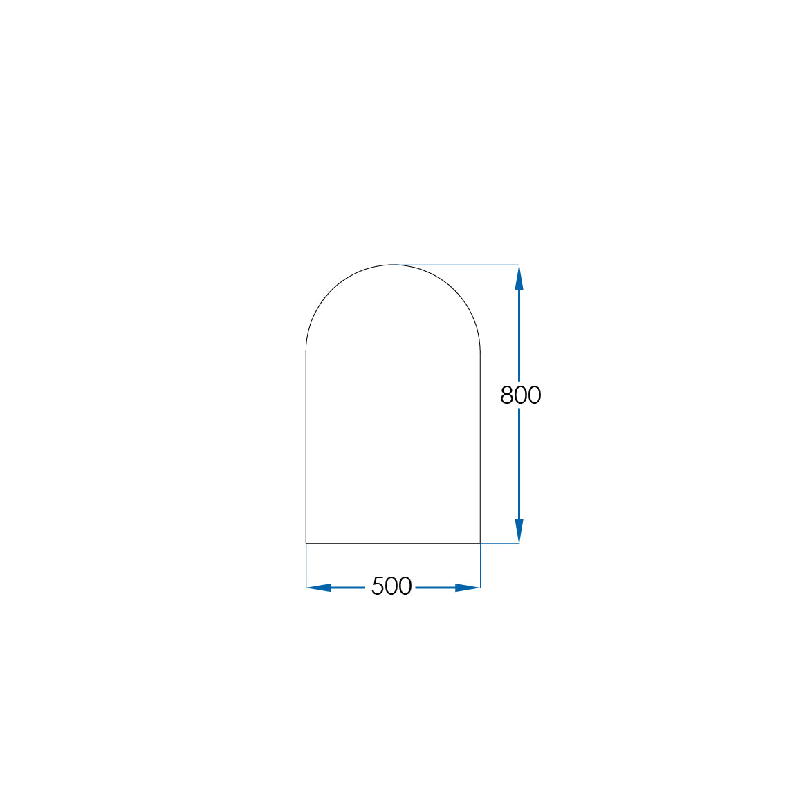 REFLEKTA Pencil Edge Arch Mirror 500x800mm