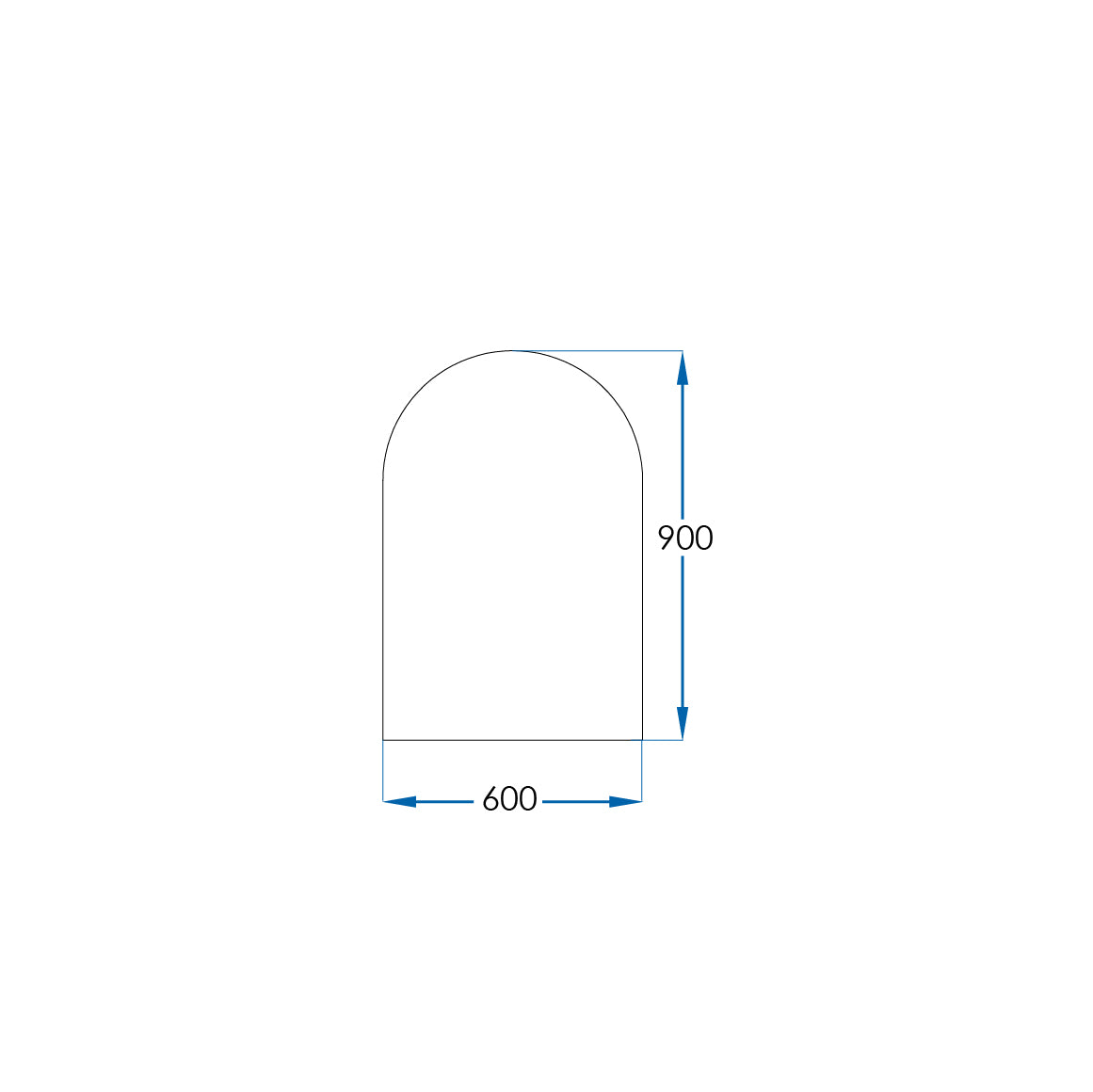 REFLEKTA Pencil Edge Arch Mirror 600x900mm