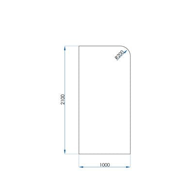 Frameless Radius Glass Panel 1000X2100x10mm