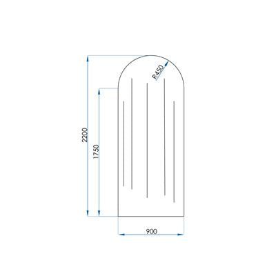 Frameless Arch Fluted Glass Panel 900x2200x10mm