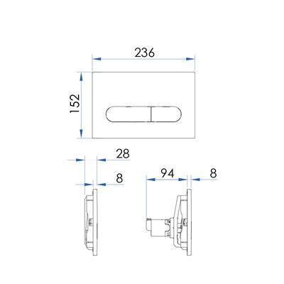 OLLIE Push Plate for Pneumatic Cistern Matte White 236x152mm