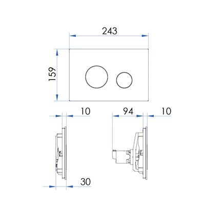 SPIN Push Plate for Pneumatic Cistern 243x159mm Brushed Brass