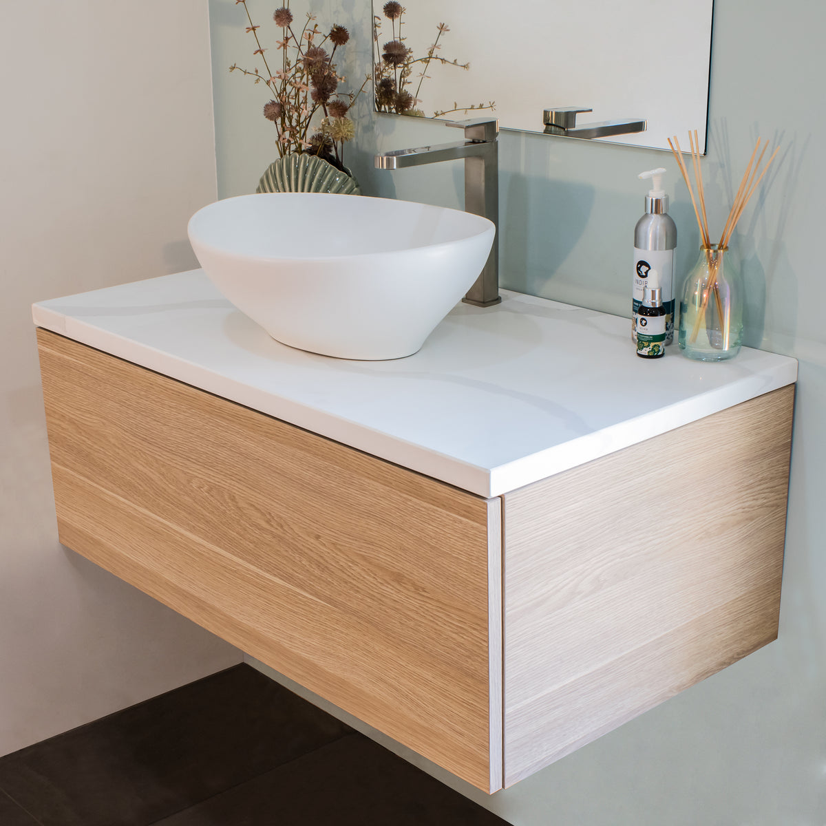 EDEN Wall Hung Modular Vanity 900mm Oak Laminate
