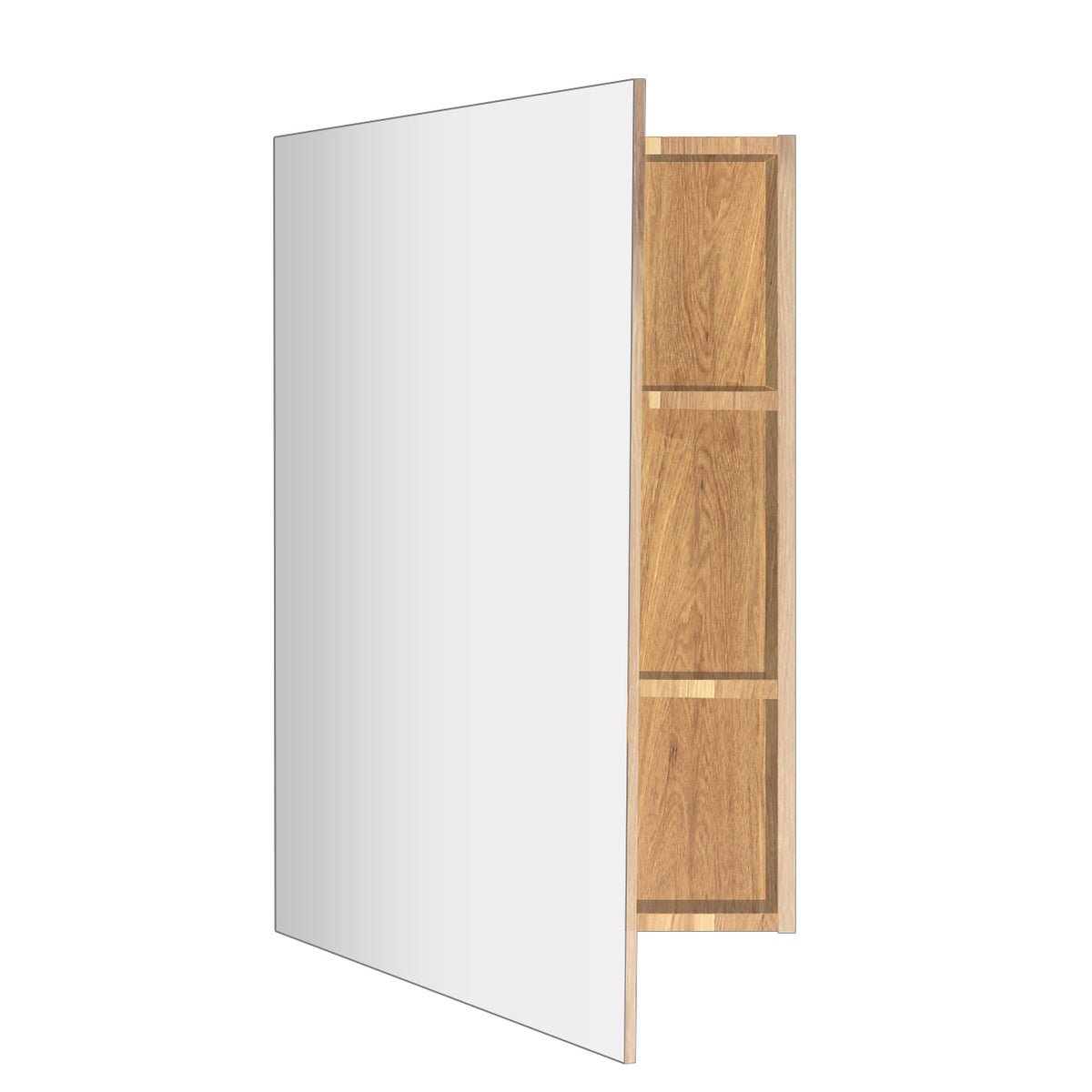 OSCA Tall Mirror Cabinet Pencilled Edge 600mm Oak Laminate, front view