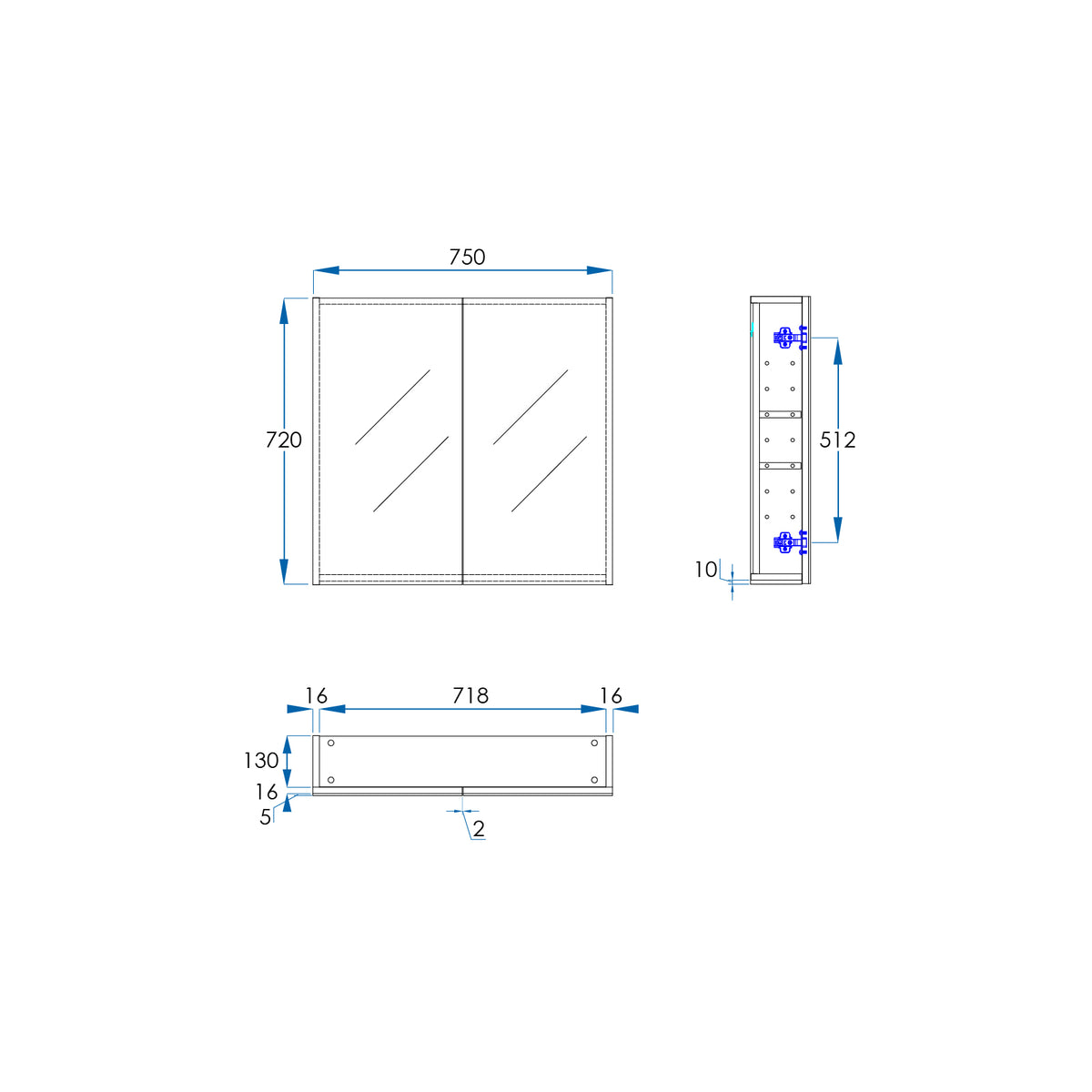 OSCA Mirror Cabinet Pencilled Edge 750mm Timber Laminate